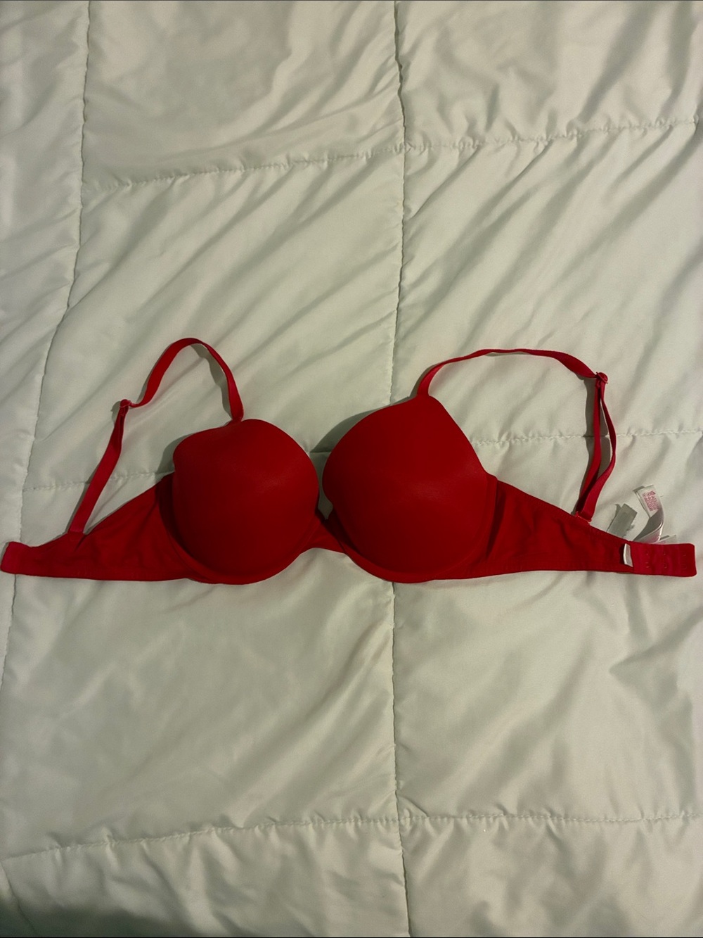 PINK Victorias Secret Red Women's Push-Up Bra - Smooth T-Shirt Style 32DD